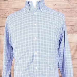 Kirkland Signature Shirt Mens 16 34/35 Traditional Fit Blue Button Up Non Iron